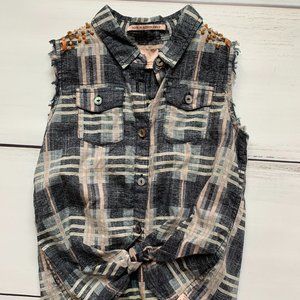 Beaded Plaid Scotch R'Belle shirt -sz 116/6